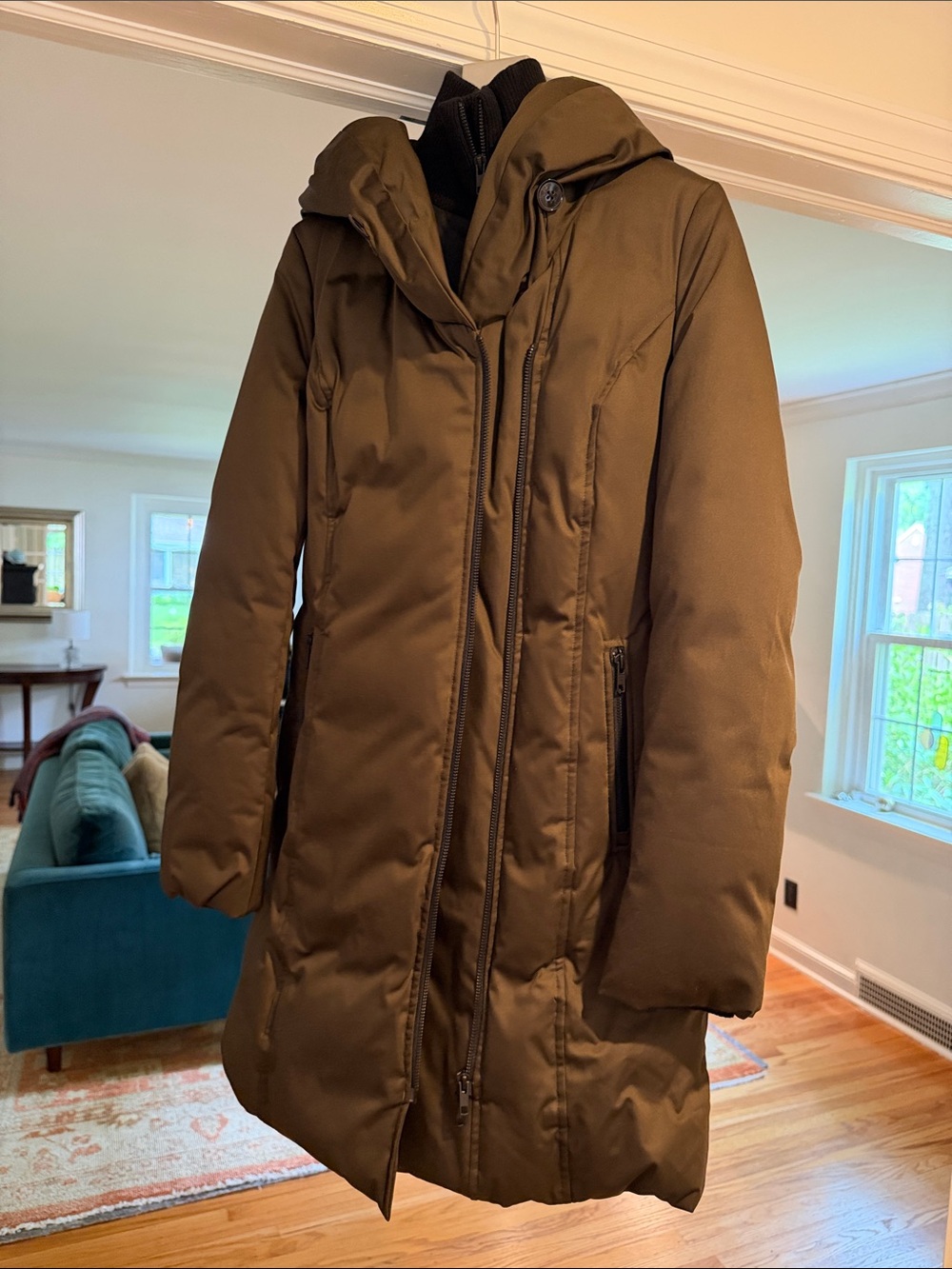 Soia & Kyo Olive Green Hooded Puffer Coat XS - Picture 1 of 4